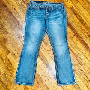 Hydraulic Bootcut Jeans Womens Size 10 Medium Wash Thick Stitch Beaded Pocket